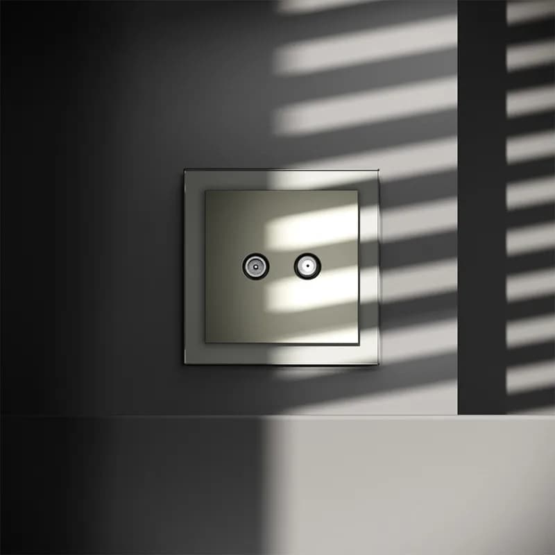 Розетка телевизионная встраиваемая VOLTUM S70 оконечная TV+SAT, (сталь)