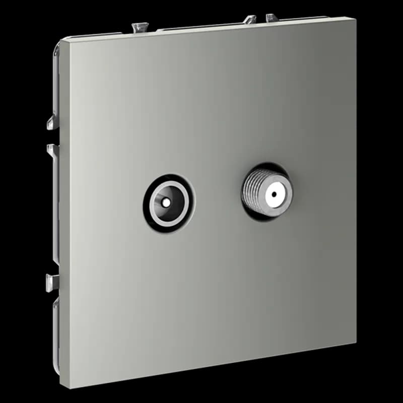 Розетка телевизионная встраиваемая VOLTUM S70 оконечная TV+SAT, (сталь)