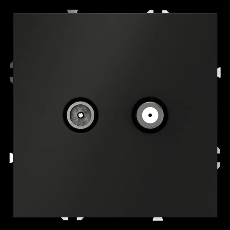 Розетка телевизионная встраиваемая VOLTUM S70 оконечная TV+SAT, (черный матовый)