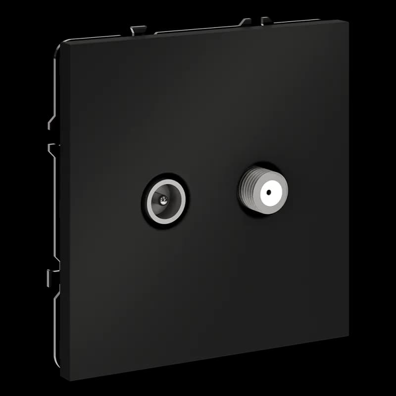 Розетка телевизионная встраиваемая VOLTUM S70 оконечная TV+SAT, (черный матовый)