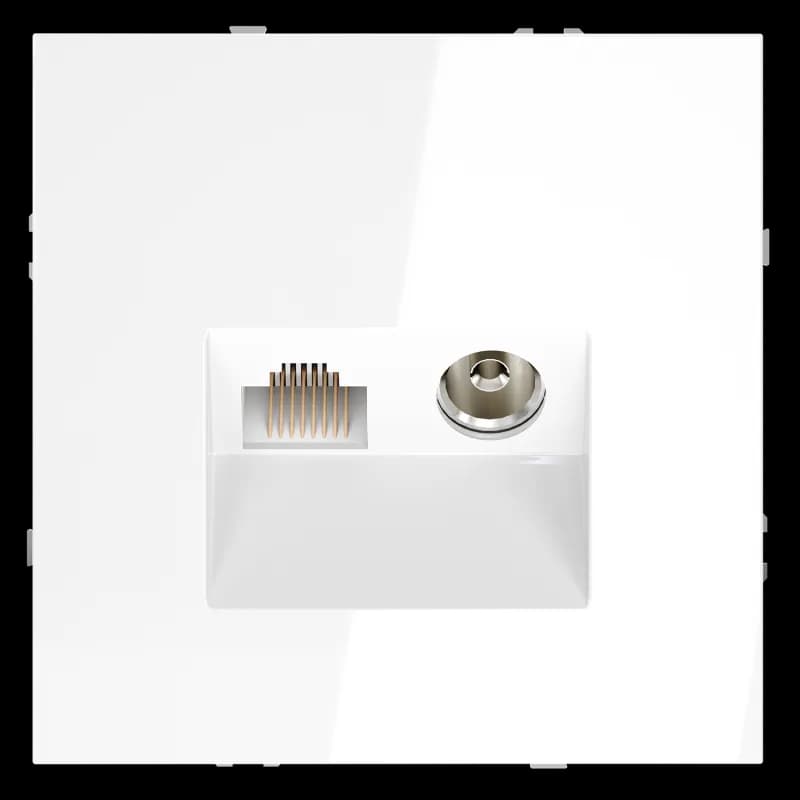 Розетка телевизионная встраиваемая VOLTUM S70 TV+RJ45 кат. 6, (белый глянцевый)