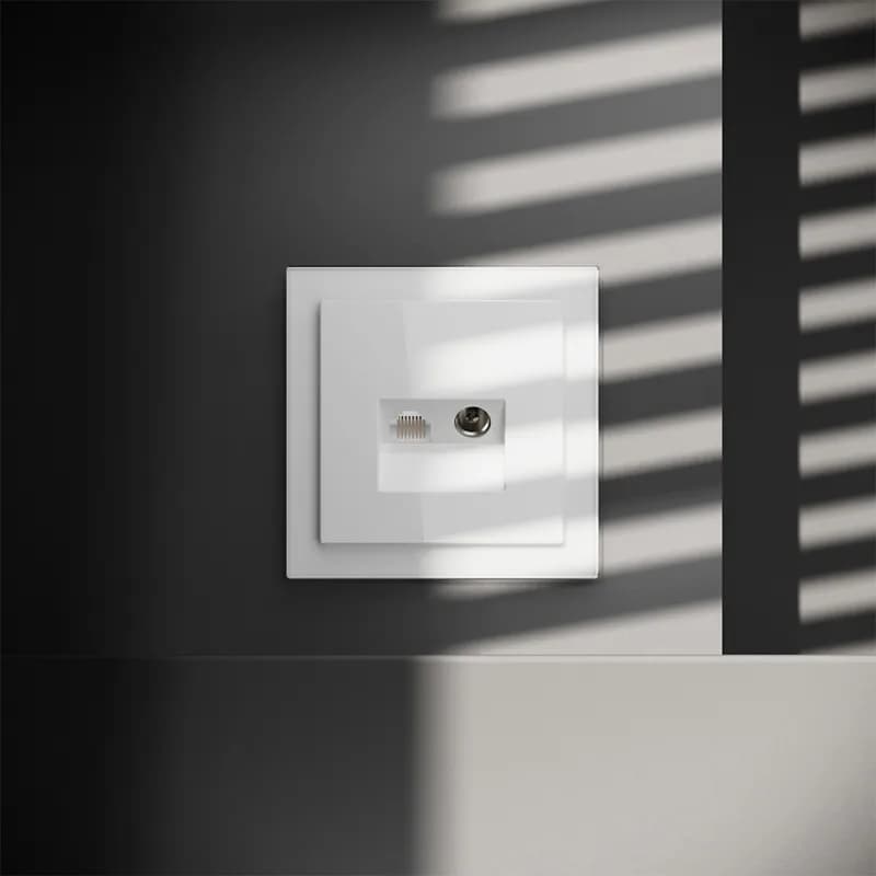 Розетка телевизионная встраиваемая VOLTUM S70 TV+RJ45 кат. 6, (белый глянцевый)