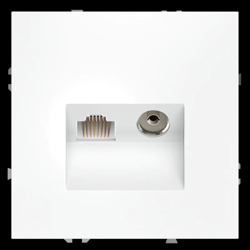 Розетка телевизионная встраиваемая VOLTUM S70 TV+RJ45 кат. 6, (белый матовый)