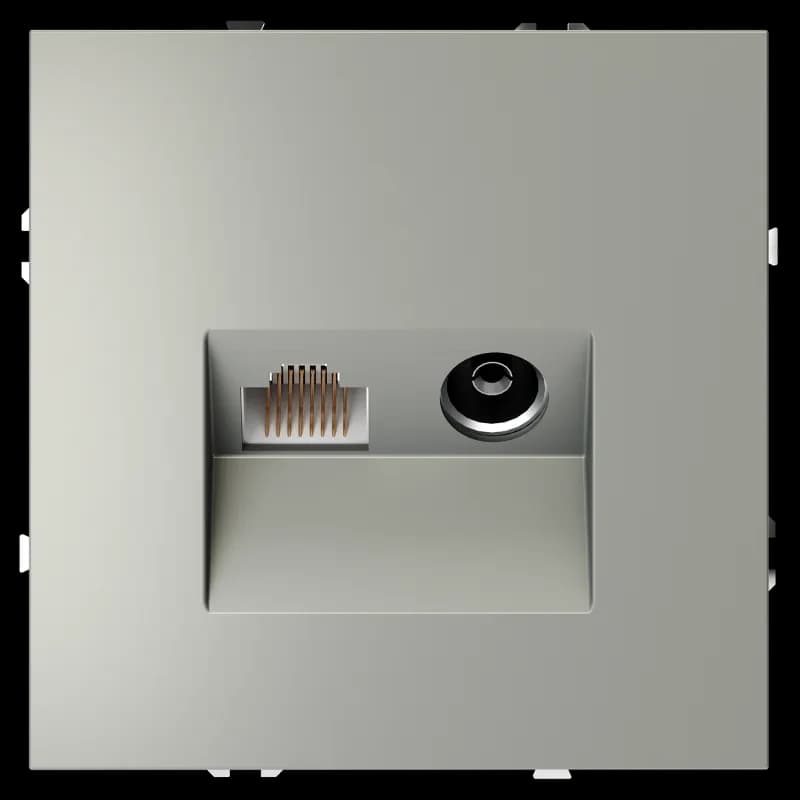 Розетка телевизионная встраиваемая VOLTUM S70 TV+RJ45 кат. 6, (сталь)