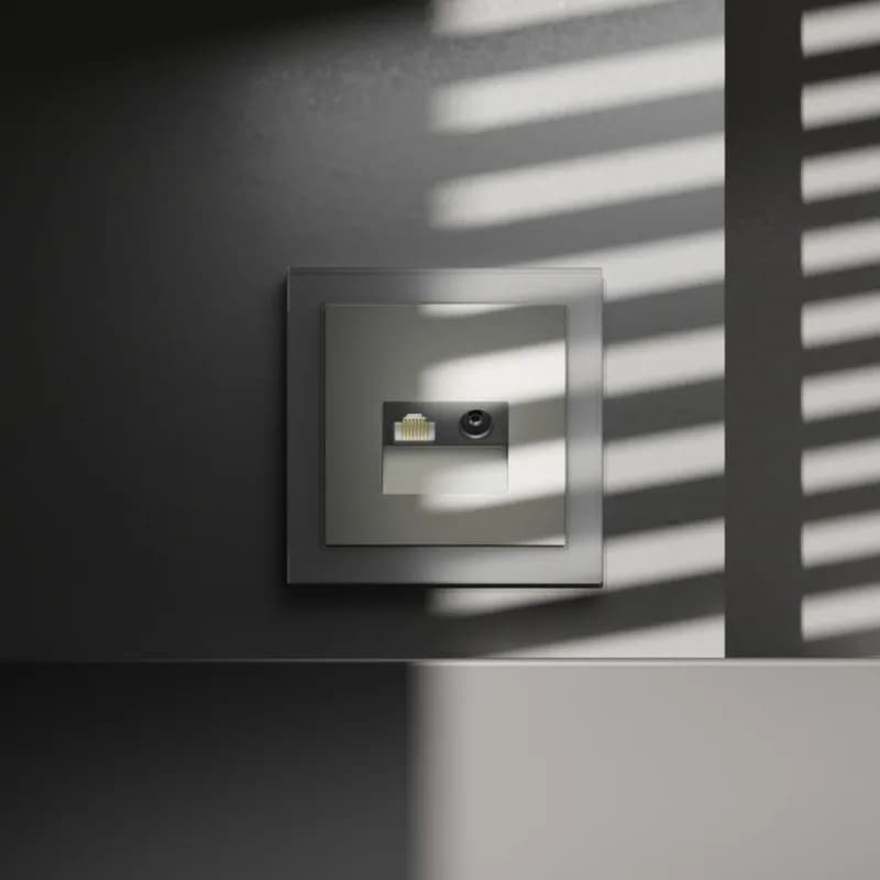 Розетка телевизионная встраиваемая VOLTUM S70 TV+RJ45 кат. 6, (сталь)