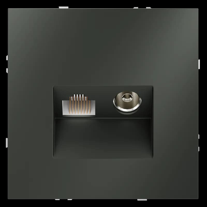 Розетка телевизионная встраиваемая VOLTUM S70 TV+RJ45 кат. 6, (титан)