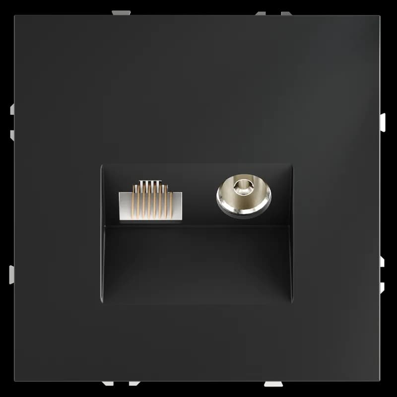 Розетка телевизионная встраиваемая VOLTUM S70 TV+RJ45 кат. 6, (графит)