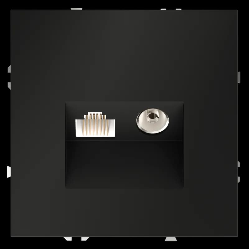 Розетка телевизионная встраиваемая VOLTUM S70 TV+RJ45 кат. 6, (черный матовый)