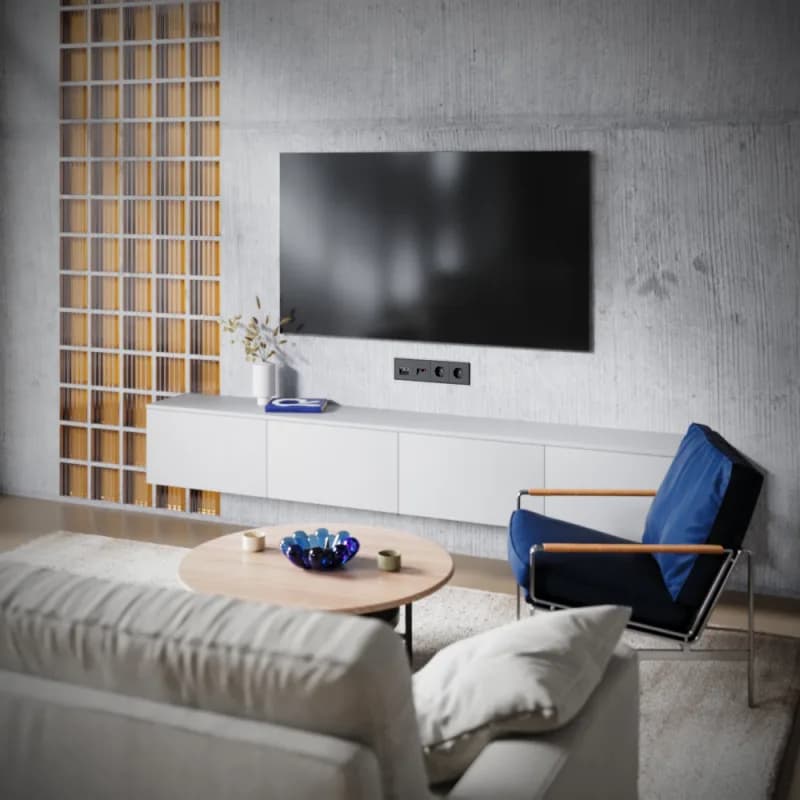 Розетка телевизионная встраиваемая VOLTUM S70 TV+RJ45 кат. 6, (черный матовый)