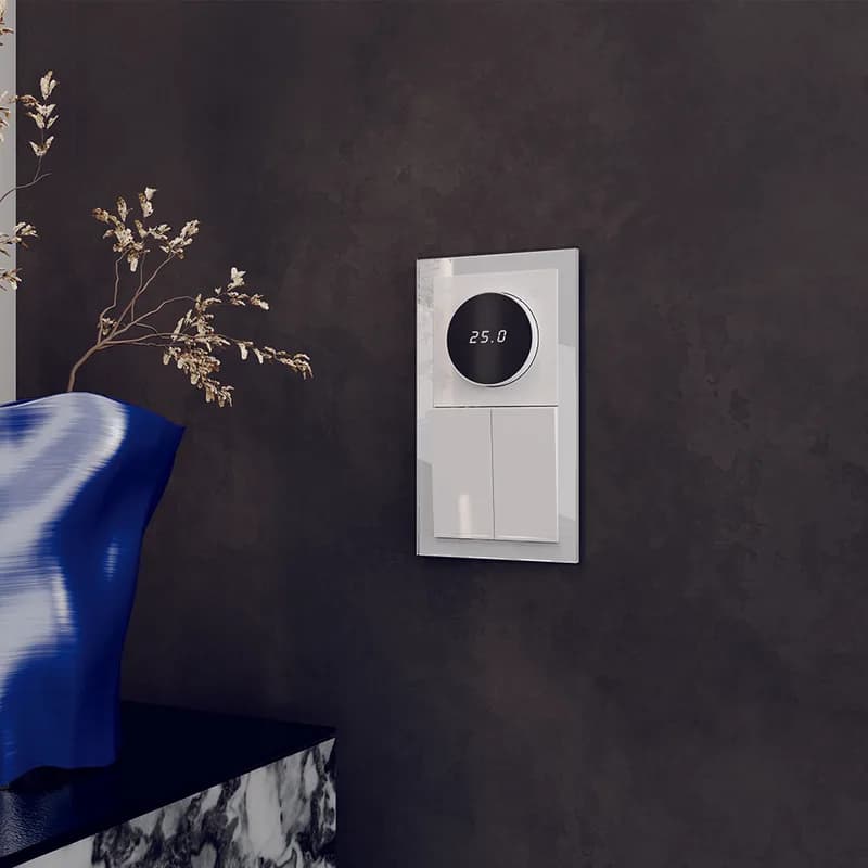 Терморегулятор электронный VOLTUM S70 с индикацией и датчиком, для теплого пола, (белый глянцевый)