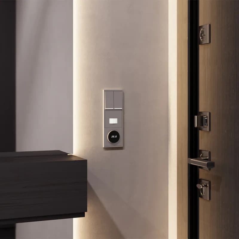 Терморегулятор электронный VOLTUM S70 с индикацией и датчиком, для теплого пола, (капучино)