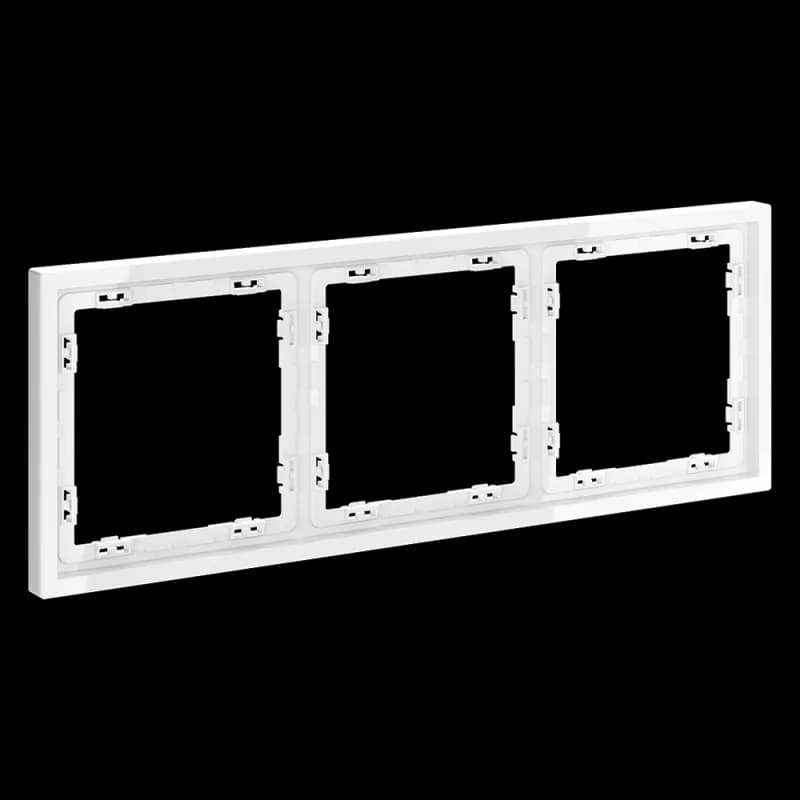 Рамка пластиковая VOLTUM S70 на 3 поста, (белый глянцевый)