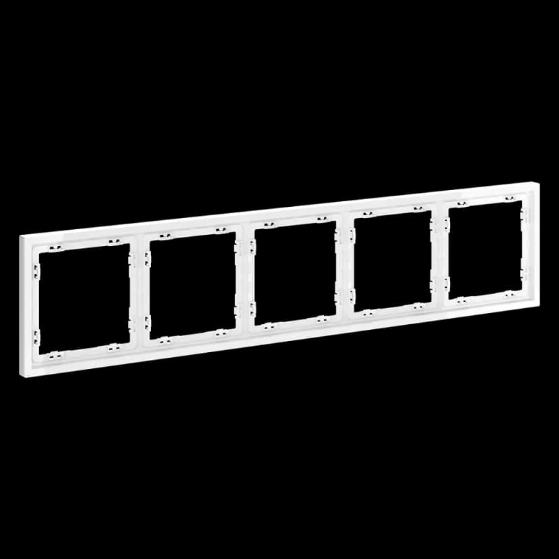 Рамка пластиковая VOLTUM S70 на 5 постов, (белый глянцевый)