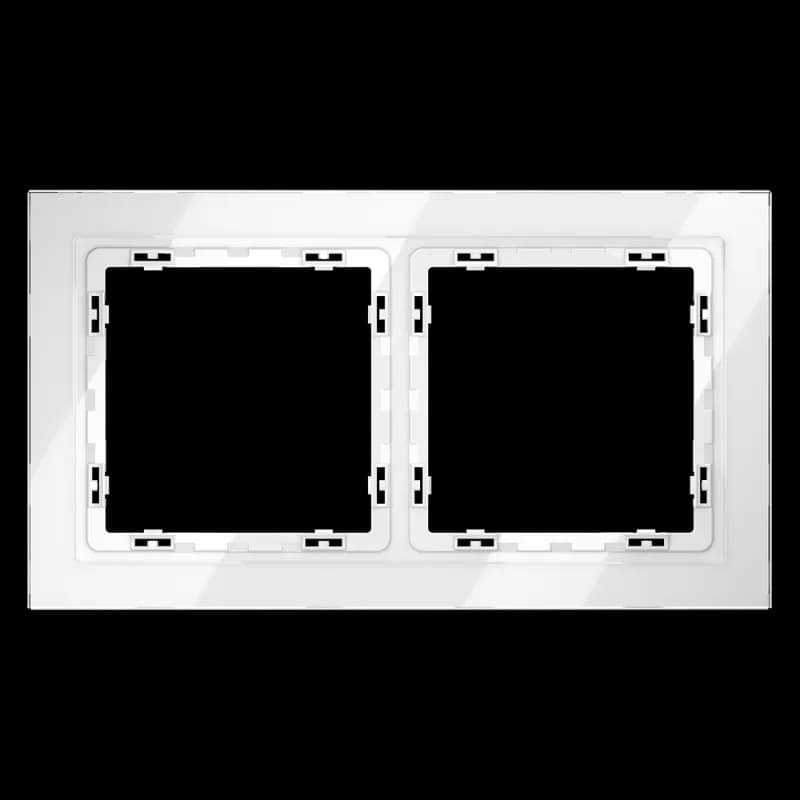 Рамка стеклянная VOLTUM S70 на 2 поста, (белый, стекло)