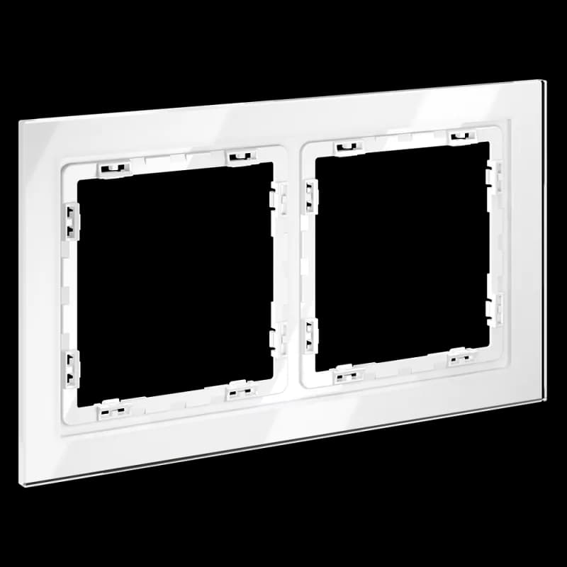 Рамка стеклянная VOLTUM S70 на 2 поста, (белый, стекло)