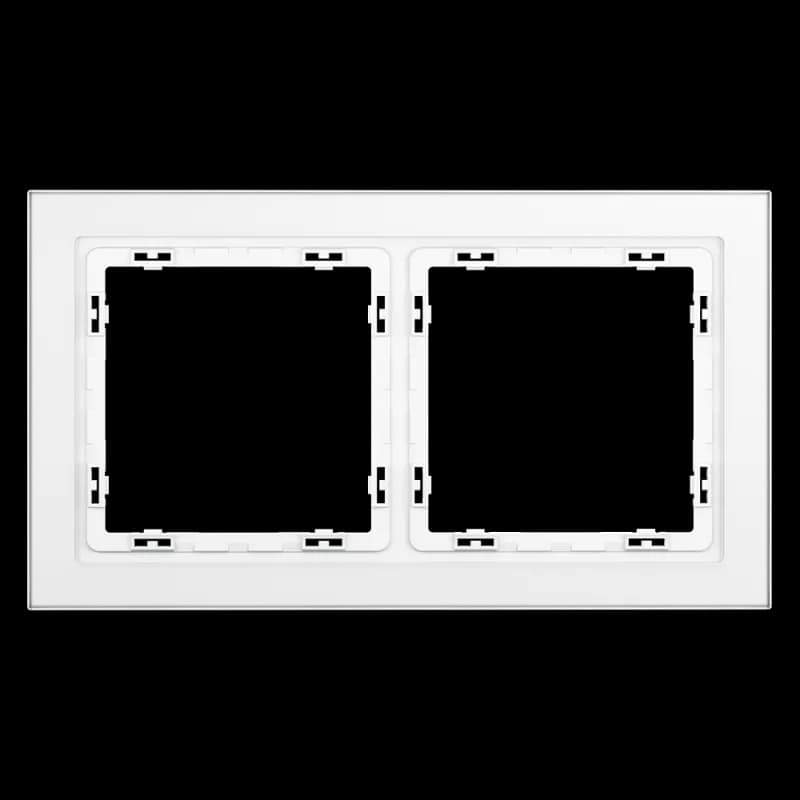 Рамка стеклянная VOLTUM S70 на 2 поста, (белый,матовый,стекло)