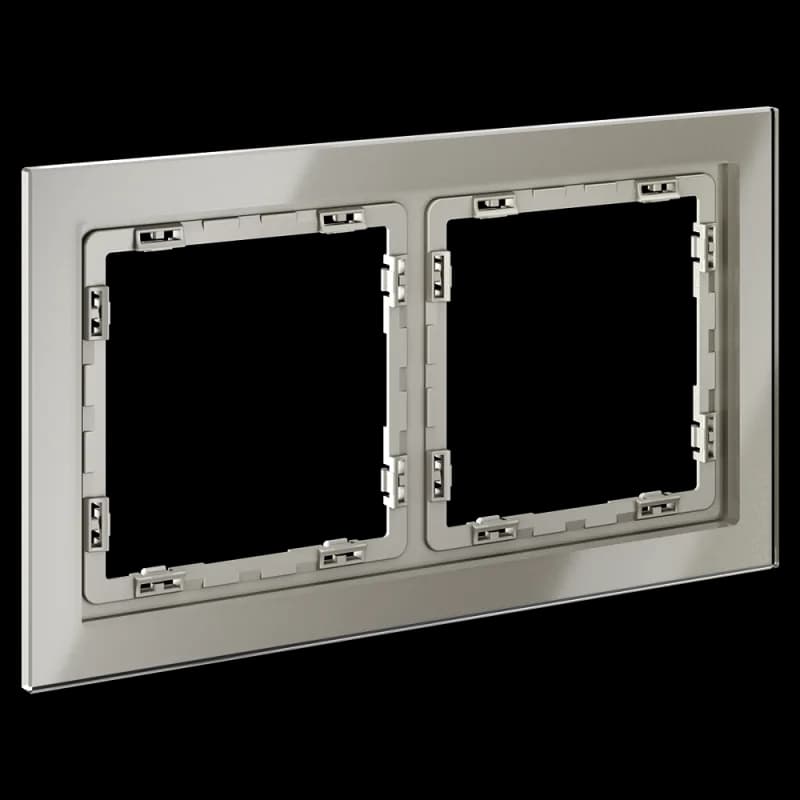 Рамка стеклянная VOLTUM S70 на 2 поста, (шелк, стекло)