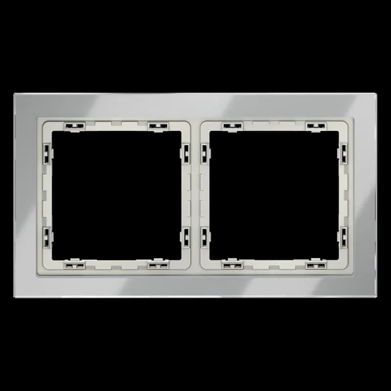 Рамка стеклянная VOLTUM S70 на 2 поста, (сталь, стекло)