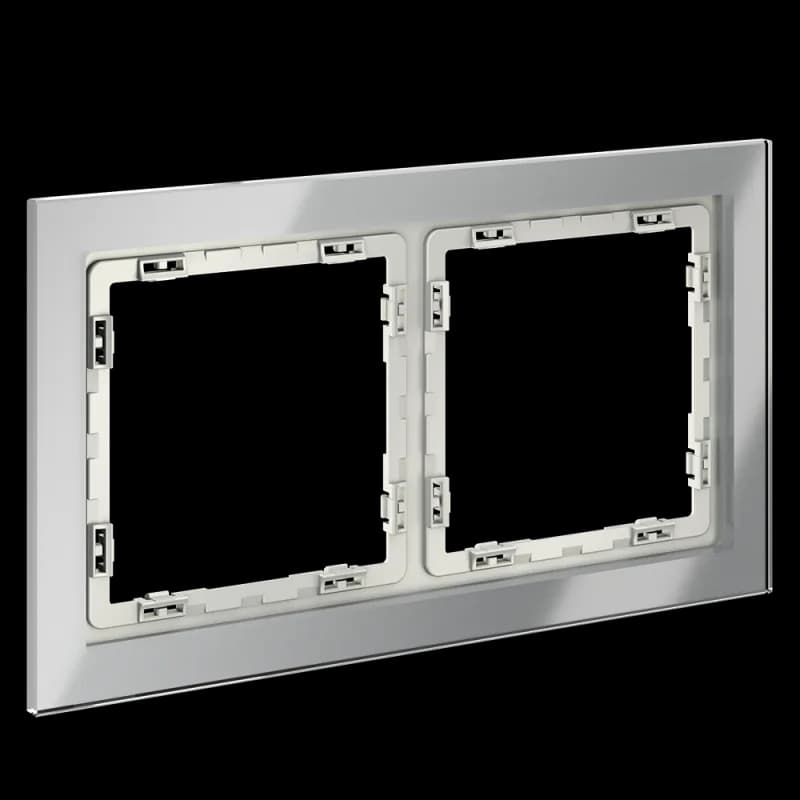 Рамка стеклянная VOLTUM S70 на 2 поста, (сталь, стекло)