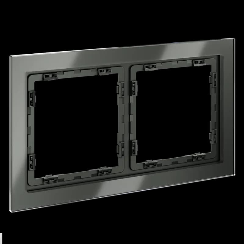 Рамка стеклянная VOLTUM S70 на 2 поста, (титан, стекло)