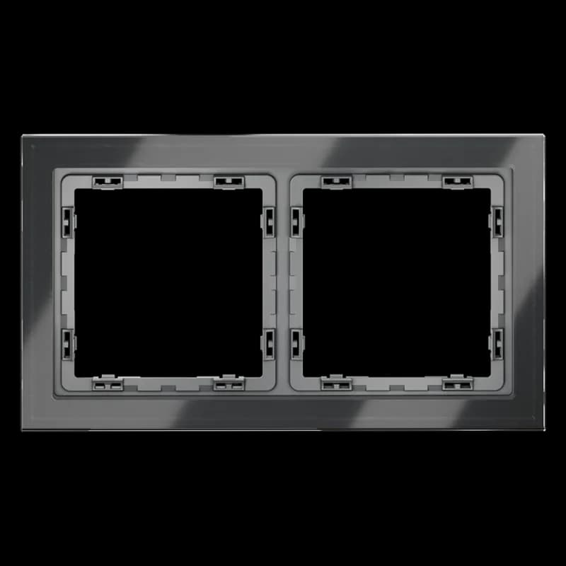 Рамка стеклянная VOLTUM S70 на 2 поста, (графит, стекло)