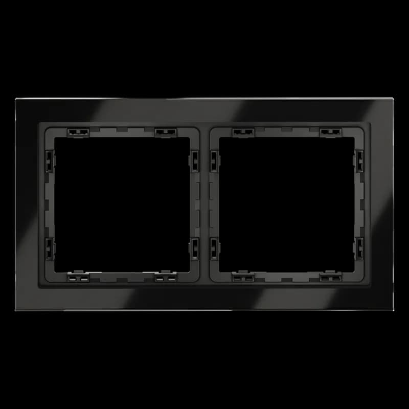 Рамка стеклянная VOLTUM S70 на 2 поста, (черный,стекло)