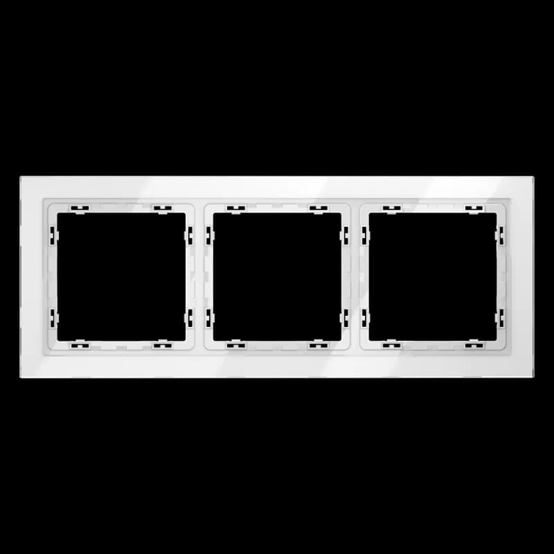 Рамка стеклянная VOLTUM S70 на 3 поста, (белый, стекло)
