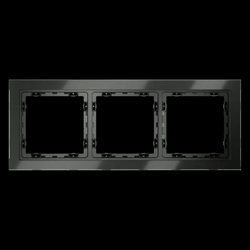 Рамка стеклянная VOLTUM S70 на 3 поста, (титан, стекло)