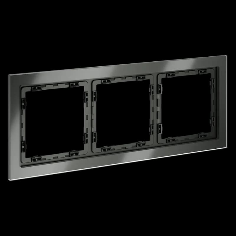 Рамка стеклянная VOLTUM S70 на 3 поста, (титан, стекло)