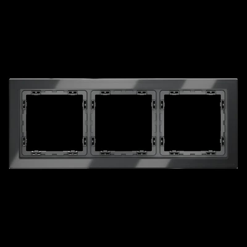 Рамка стеклянная VOLTUM S70 на 3 поста, (графит, стекло)