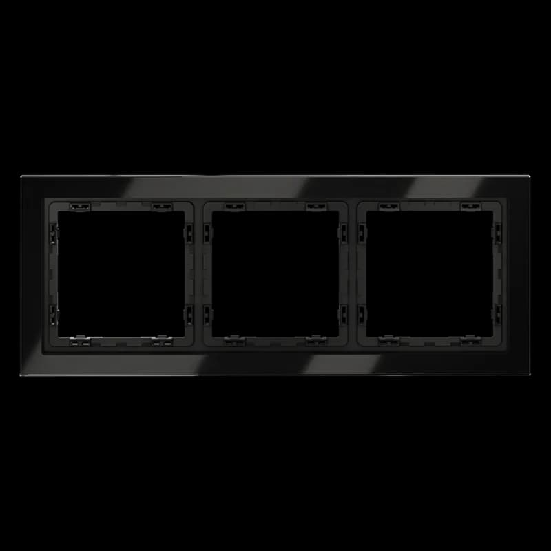 Рамка стеклянная VOLTUM S70 на 3 поста, (черный,стекло)