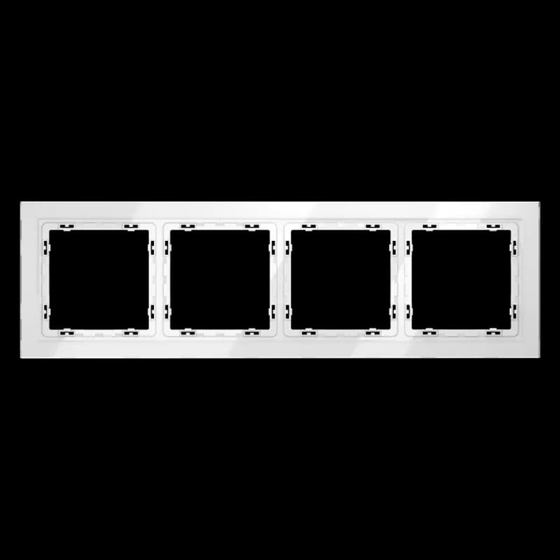 Рамка стеклянная VOLTUM S70 на 4 поста, (белый, стекло)
