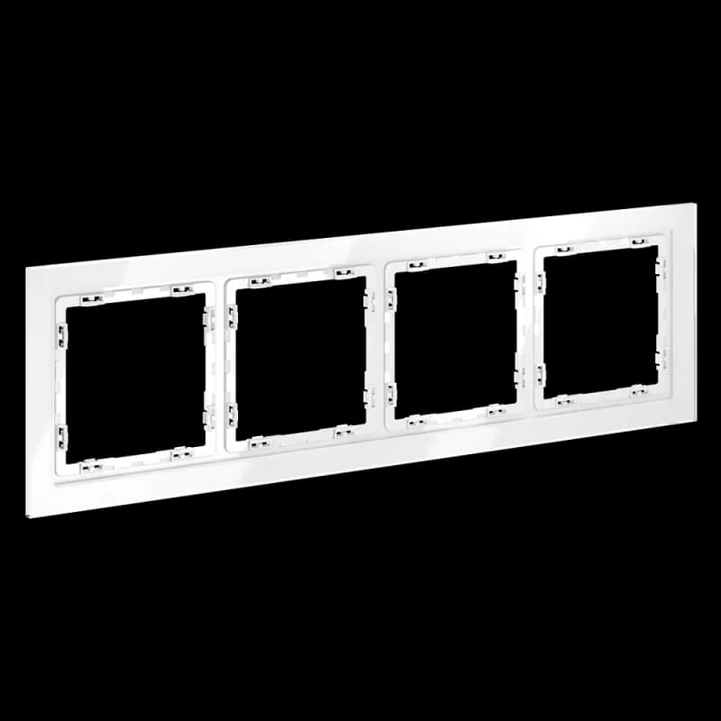 Рамка стеклянная VOLTUM S70 на 4 поста, (белый, стекло)