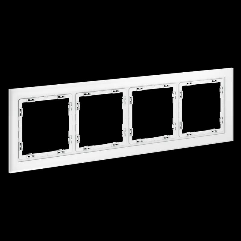 Рамка стеклянная VOLTUM S70 на 4 поста, (белый,матовый,стекло)