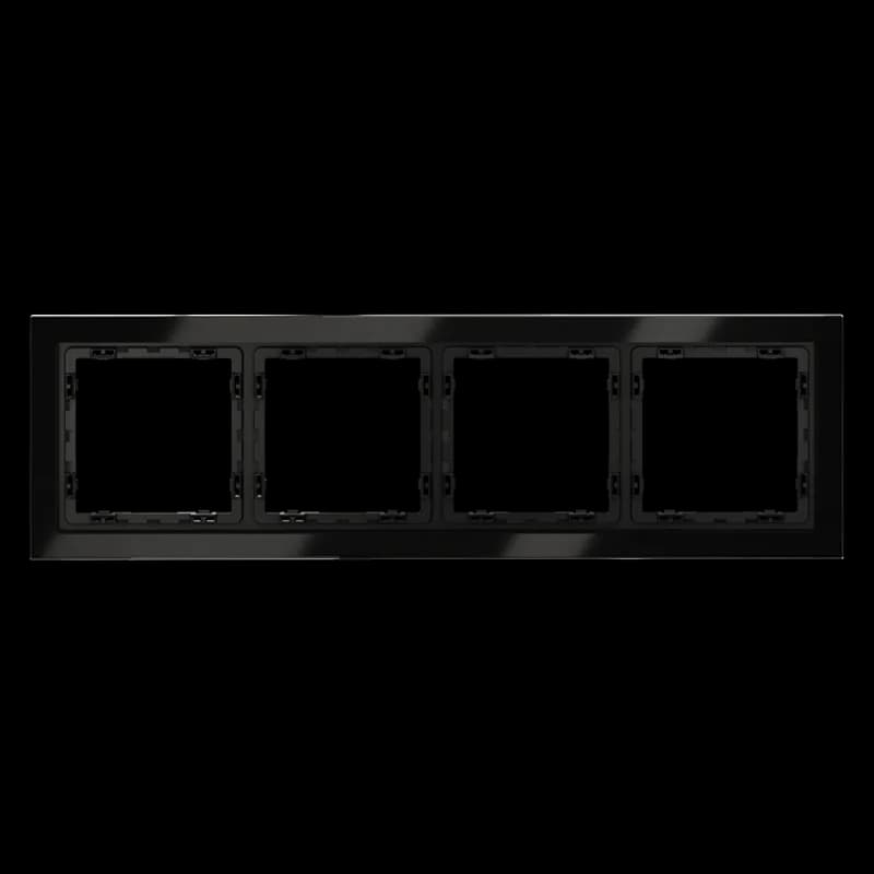 Рамка стеклянная VOLTUM S70 на 4 поста, (черный,стекло)