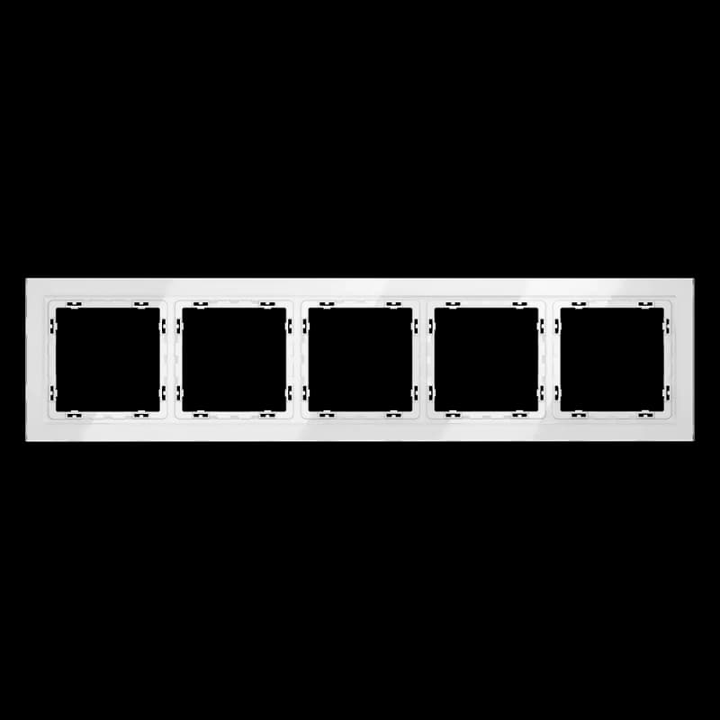 Рамка стеклянная VOLTUM S70 на 5 постов, (белый, стекло)