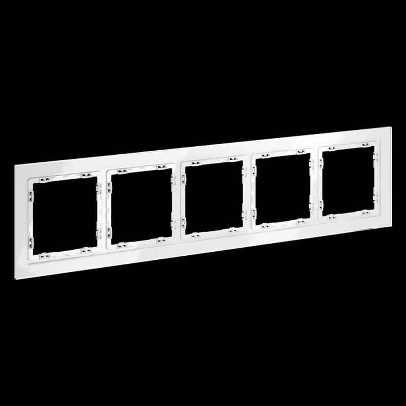 Рамка стеклянная VOLTUM S70 на 5 постов, (белый, стекло)