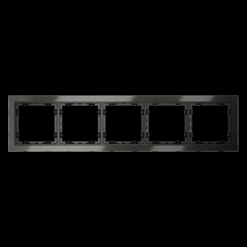 Рамка стеклянная VOLTUM S70 на 5 постов, (титан, стекло)