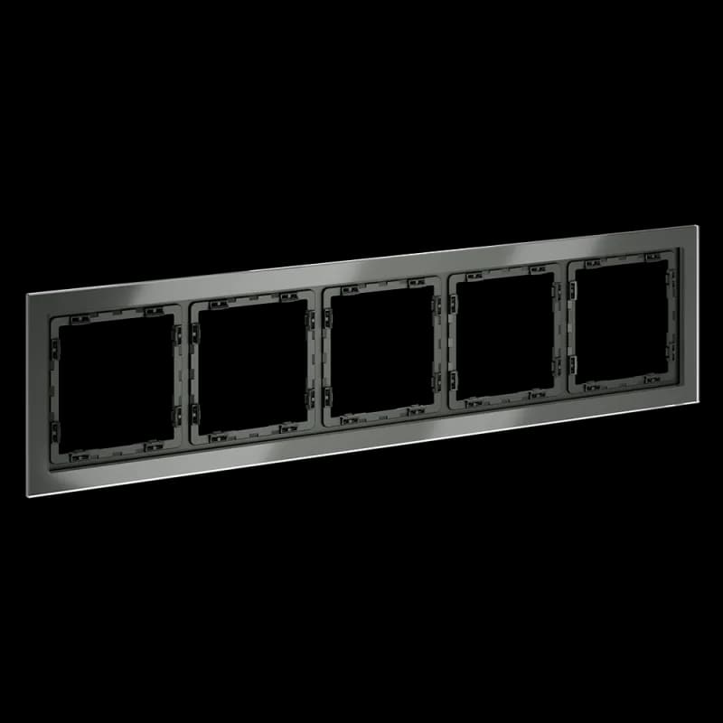 Рамка стеклянная VOLTUM S70 на 5 постов, (титан, стекло)