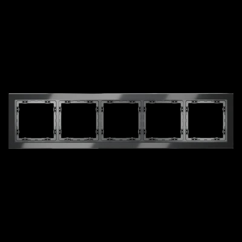 Рамка стеклянная VOLTUM S70 на 5 постов, (графит, стекло)