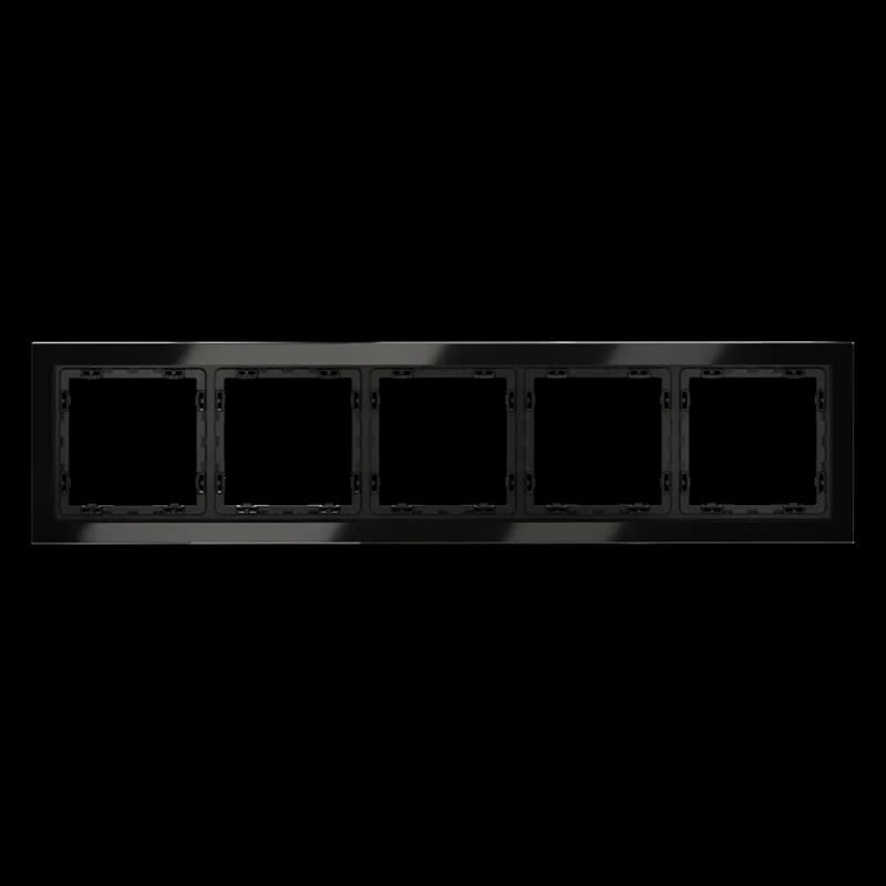 Рамка стеклянная VOLTUM S70 на 5 постов, (черный,стекло)