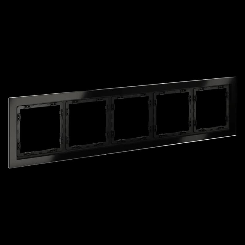 Рамка стеклянная VOLTUM S70 на 5 постов, (черный,стекло)