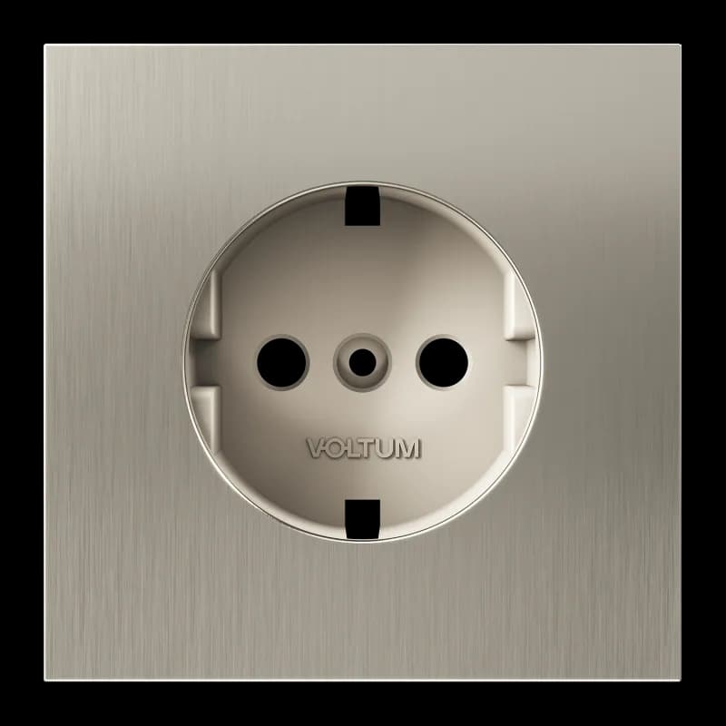 Накладка для розетки с заземлением, S70 Metal (никель)