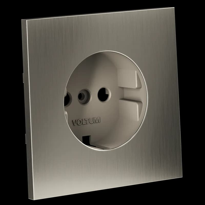 Накладка для розетки с заземлением, S70 Metal (никель)