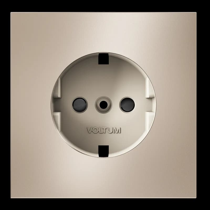 Накладка для розетки с заземлением и защитными шторками, S70 Metal (платина)