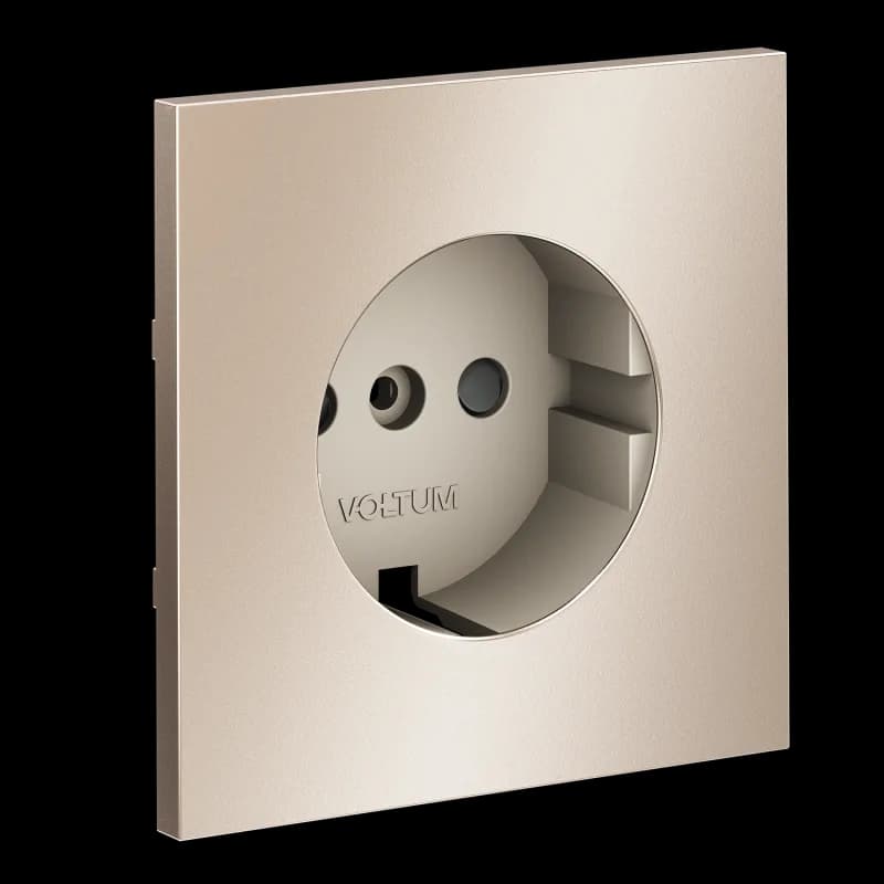 Накладка для розетки с заземлением и защитными шторками, S70 Metal (платина)