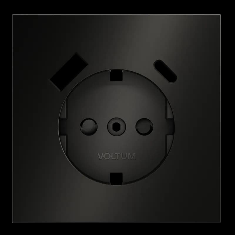 Накладка для розетки с заземлением и защитными шторками, с USB A+C, S70 Metal (антрацит)