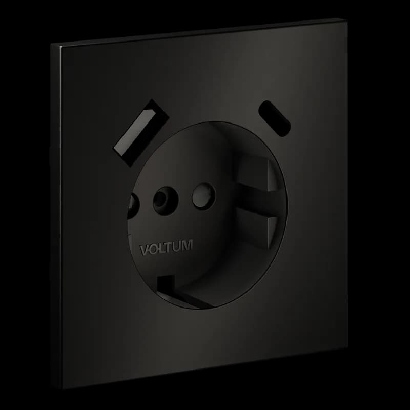 Накладка для розетки с заземлением и защитными шторками, с USB A+C, S70 Metal (антрацит)