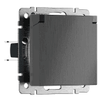 W1171204/ Розетка влагозащ. с зазем. с защит. крышкой и шторками N (графит рифленый)