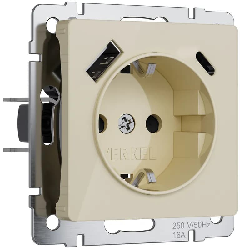 розетка с заземлением, шторками и USB